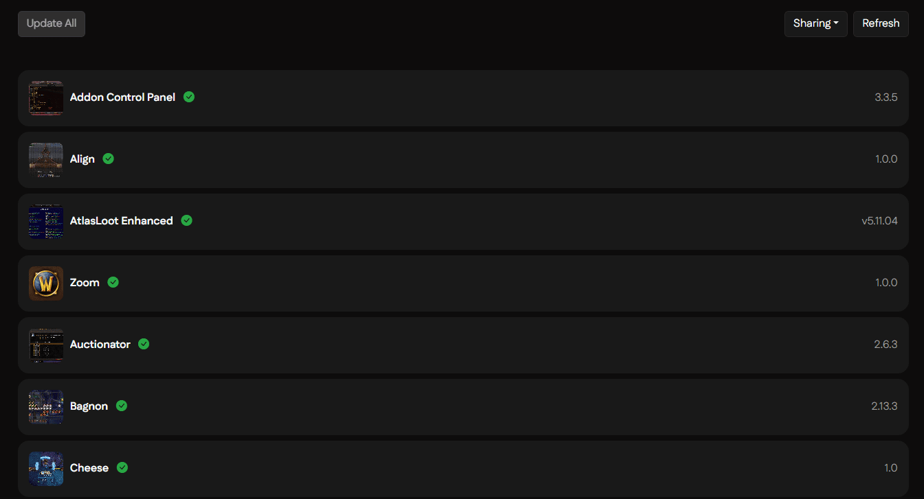 Manage your addons screenshot