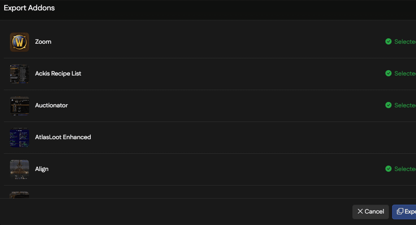 Manage your addons screenshot