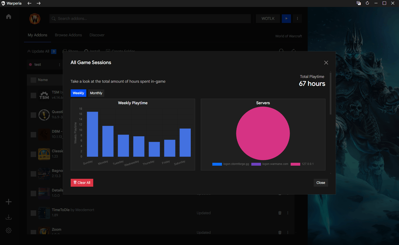 Play sessions screenshot
