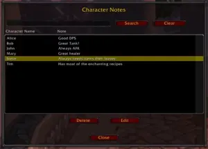 Character Notes addon image logo