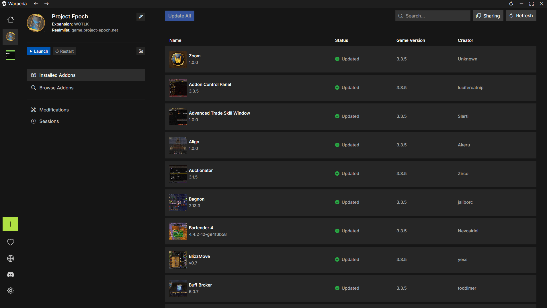 Warperia app screenshot