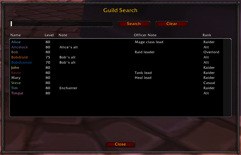Guild Search