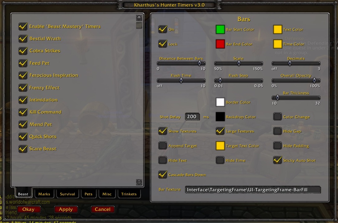 Kharthus’s Hunter Timers